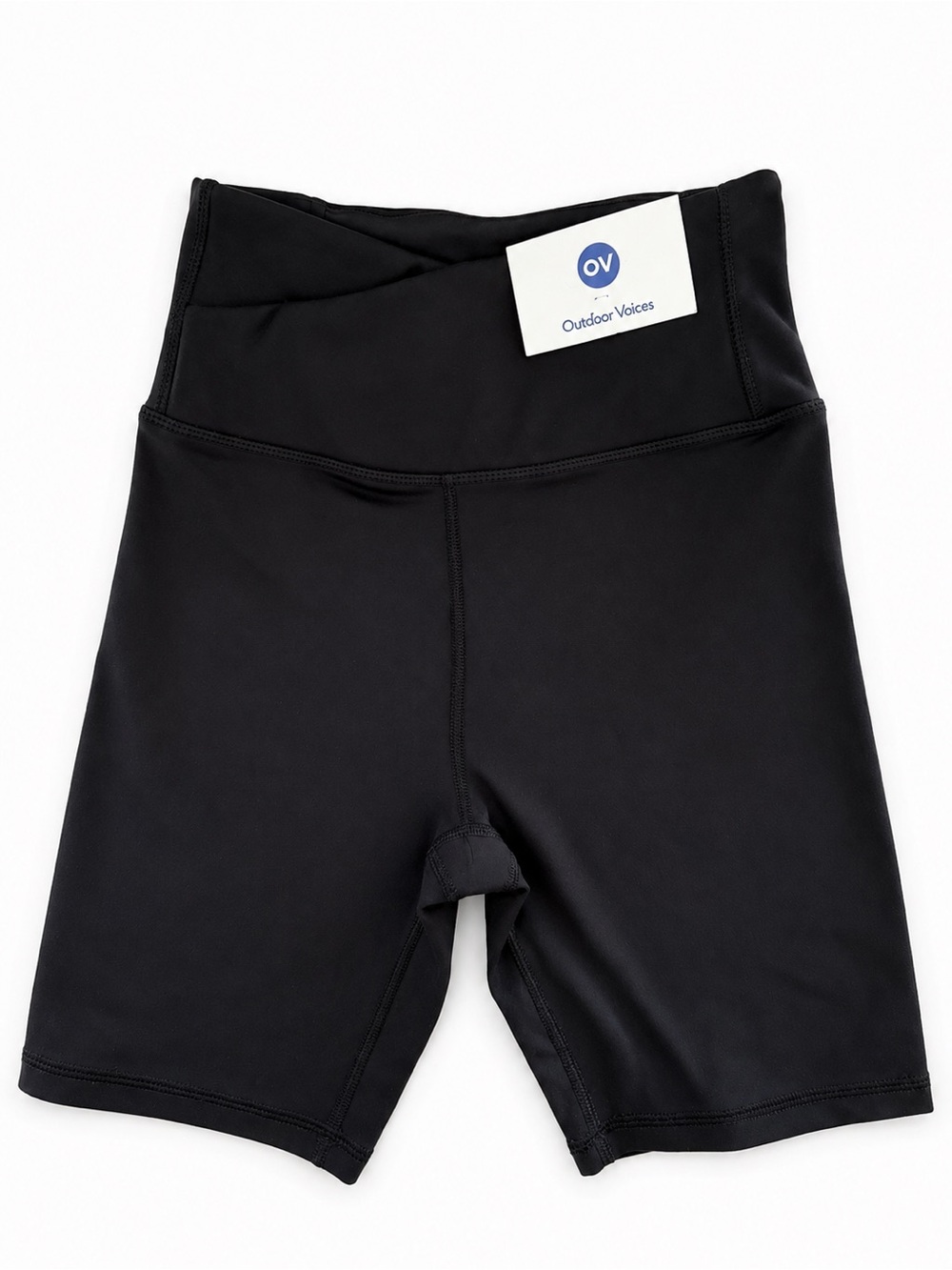 Outdoor Voices Women’s Black High-Rise Criss Cross Waist Bike Shorts